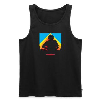 DJ Shuffle Techno - Männer Premium Bio Tank Top - Schwarz - Vorne - Michal (187cm)