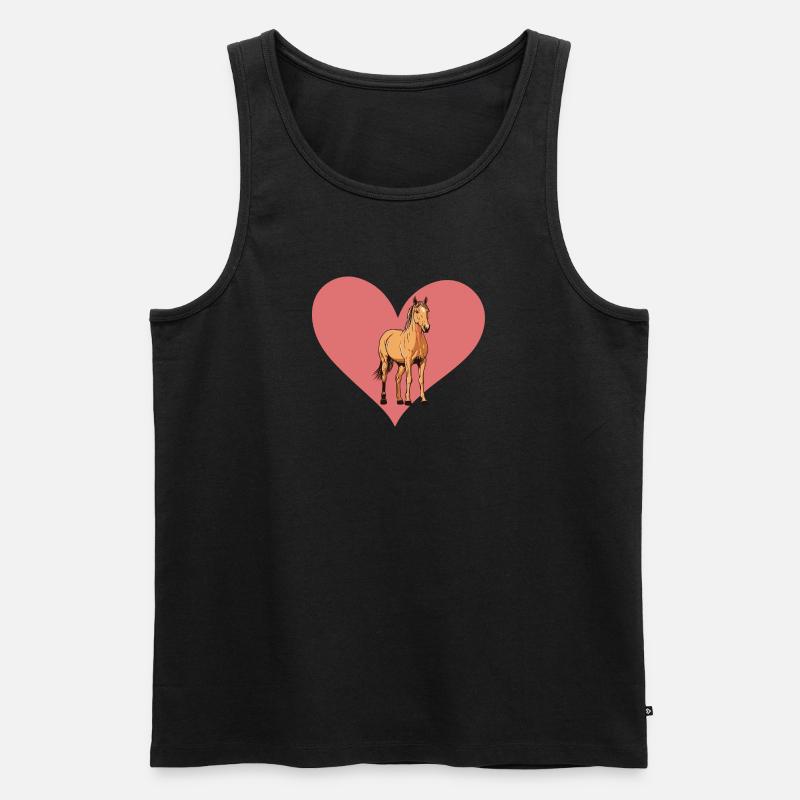 Pferd Ross - Männer Premium Bio Tank Top - Schwarz