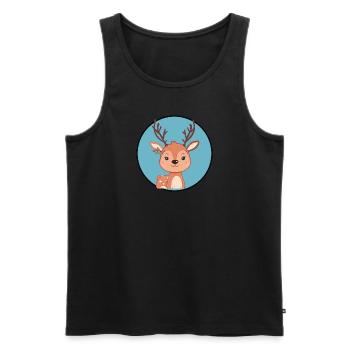 Cerf Bois de cerf Chasse au cerf - Débardeur bio Premium Homme - noir - Devant - AI Model Male 178 light (178cm)
