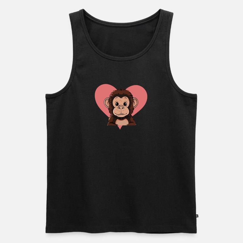 Affe Zootier Monkey - Männer Premium Bio Tank Top - Schwarz