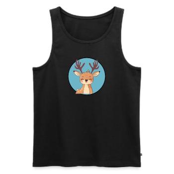 Hirschgeweih Hirsch Waldbewohner - Männer Premium Bio Tank Top - Schwarz - Vorne - Michal (187cm)