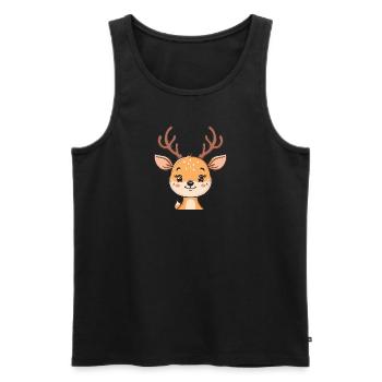 Cerf Fauve Orignal - Débardeur bio Premium Homme - noir - Devant - AI Model Male 178 light (178cm)