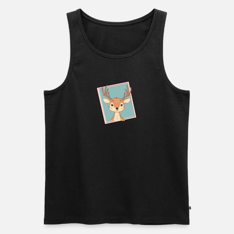 Hirsch Elch Hirschgeweih - Männer Premium Bio Tank Top - Schwarz