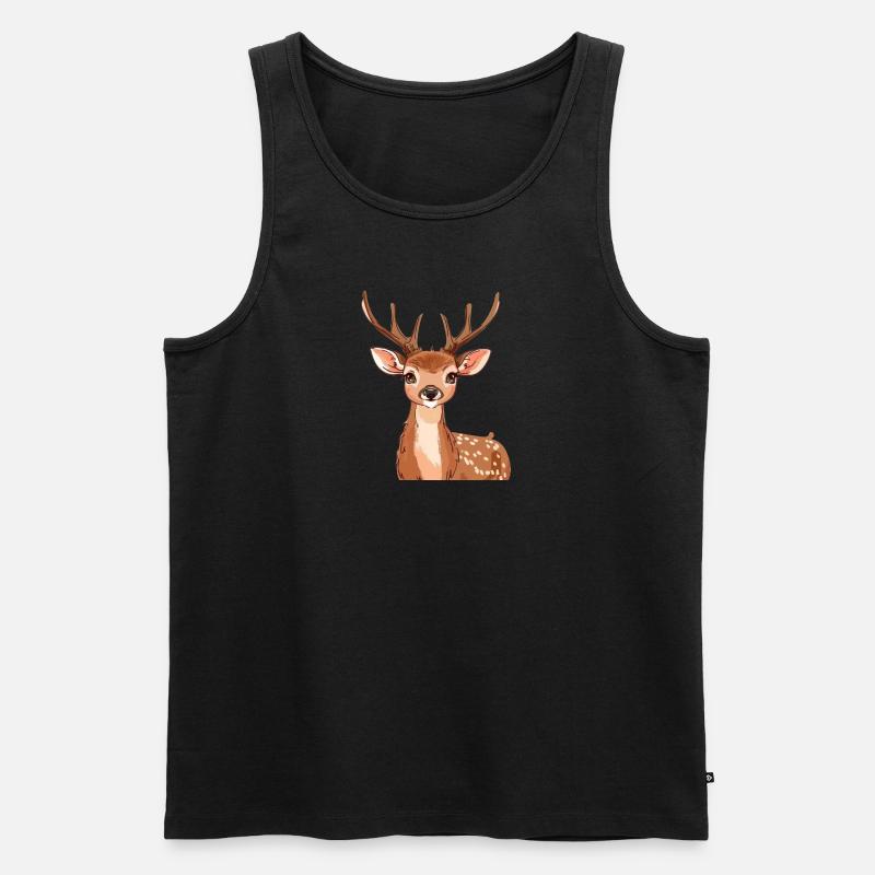Hirschgeweih Hirsch Elch - Männer Premium Bio Tank Top - Schwarz