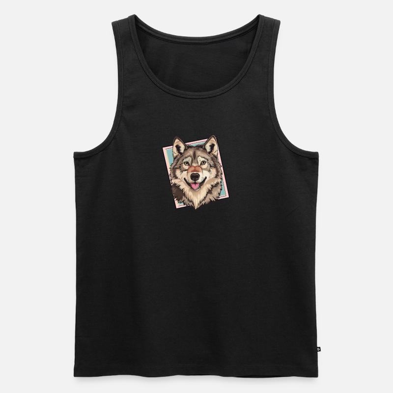 Wölfe Wolf - Männer Premium Bio Tank Top - Schwarz