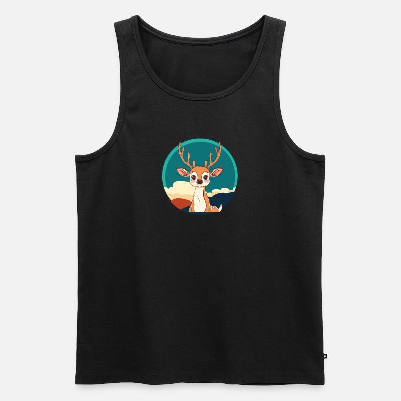 Hirsch Hirschgeweih Elch - Männer Premium Bio Tank Top - Schwarz
