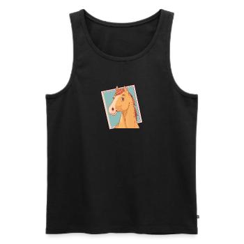 Pferde Ponyhof Ross - Männer Premium Bio Tank Top - Schwarz - Vorne - Michal (187cm)