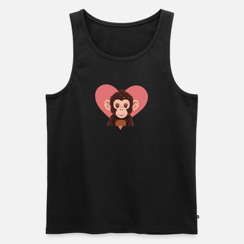 Affe Monkey Banane - Männer Premium Bio Tank Top - Schwarz