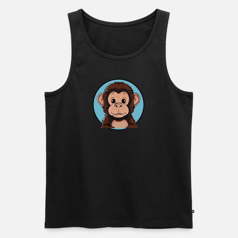 Affe Affen - Männer Premium Bio Tank Top - Schwarz