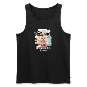 Junk Journal Queen – Vintage Collage - Männer Premium Bio Tank Top - Schwarz - Vorne - Michal (187cm)