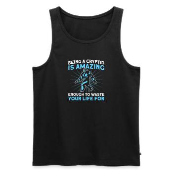 Cryptozoologie Kryptoide Monster Nerd Cadeau - Débardeur bio Premium Homme - noir - Devant - AI Model Male 178 light (178cm)