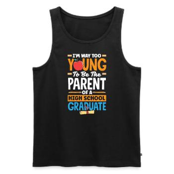 Trop jeune pour être parent d’une école secondaire - Débardeur bio Premium Homme - noir - Devant - Michal (187cm)