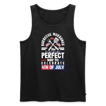 Mukbang et barbecue le 4 juillet - Débardeur bio Premium Homme - noir - Devant - AI Model Male 178 light (178cm)