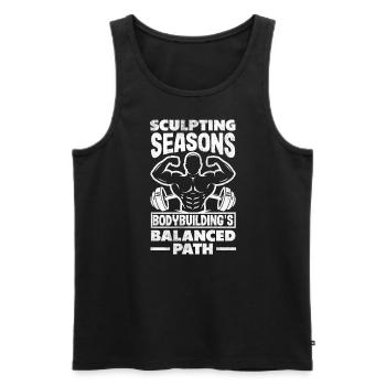 Sculpting Seasons Bodybuilding's Balanced Path. - Men's Premium Organic Tank Top - black - Front - Michal (187cm)