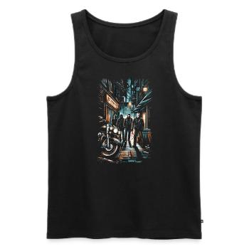 Slasher's Alley Rally : le courage urbain rencontre l'horreur - Débardeur bio Premium Homme - noir - Devant - Michal (187cm)