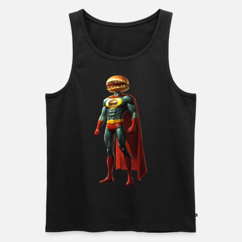 Burger Mann - Männer Premium Bio Tank Top - Schwarz