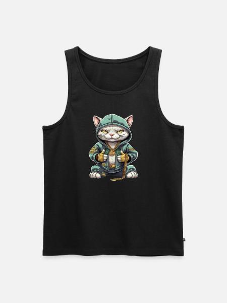 Cute Hip Hop Cat - Männer Premium Bio Tank Top - Schwarz