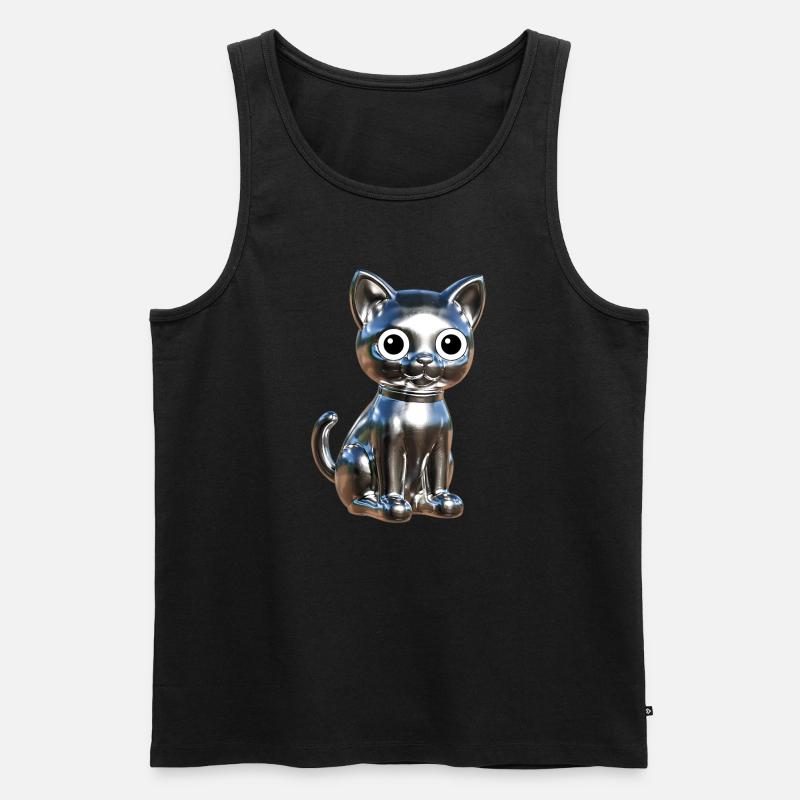 Metallic Chrom Elegance - Männer Premium Bio Tank Top - Schwarz