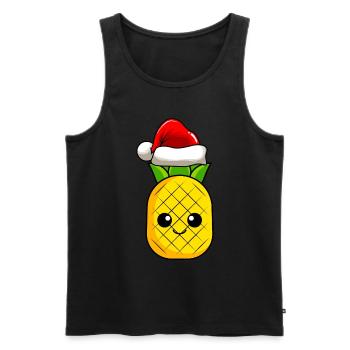 Ananas Weihnachten Comic Xmas - Männer Premium Bio Tank Top - Schwarz - Vorne - AI Model Male 178 light (178cm)