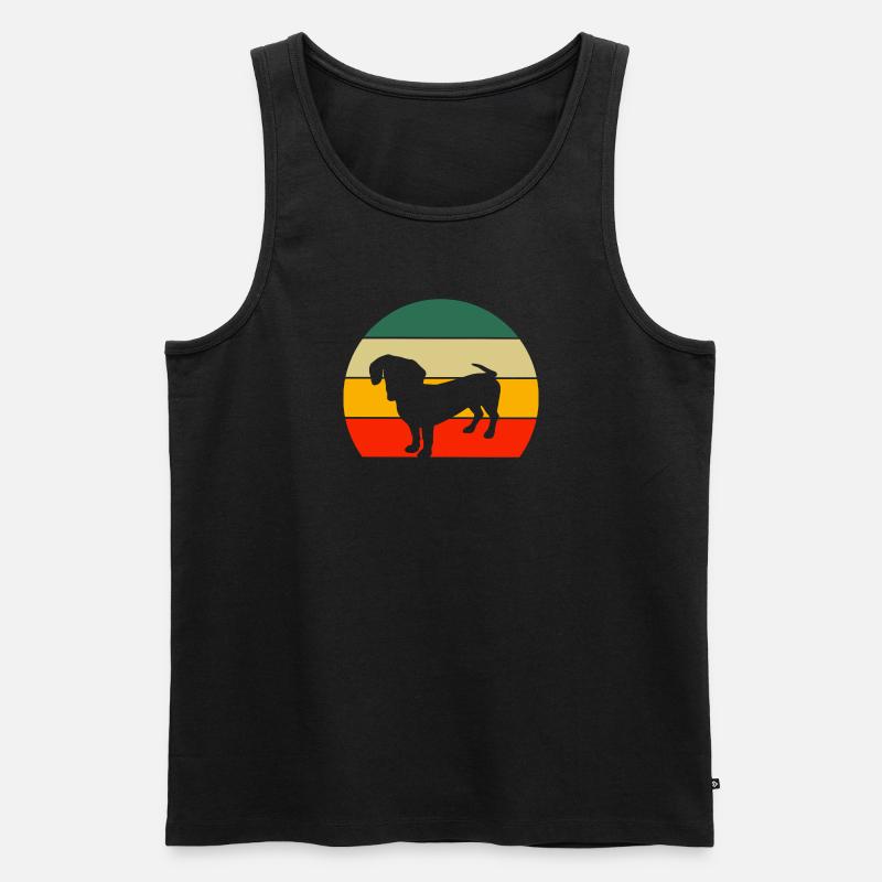 Retro Dackel - Männer Premium Bio Tank Top - Schwarz