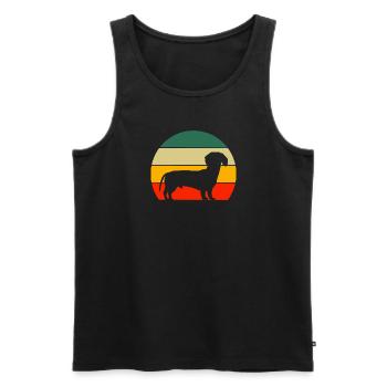 Haustierbesitzer Hunde Geschenk Retro Dackel - Männer Premium Bio Tank Top - Schwarz - Vorne - Michal (187cm)