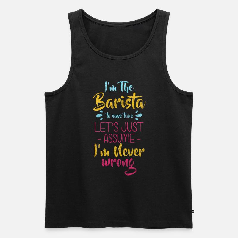 Barkeeper Kaffeetrinker Morgenmuffel - Männer Premium Bio Tank Top - Schwarz