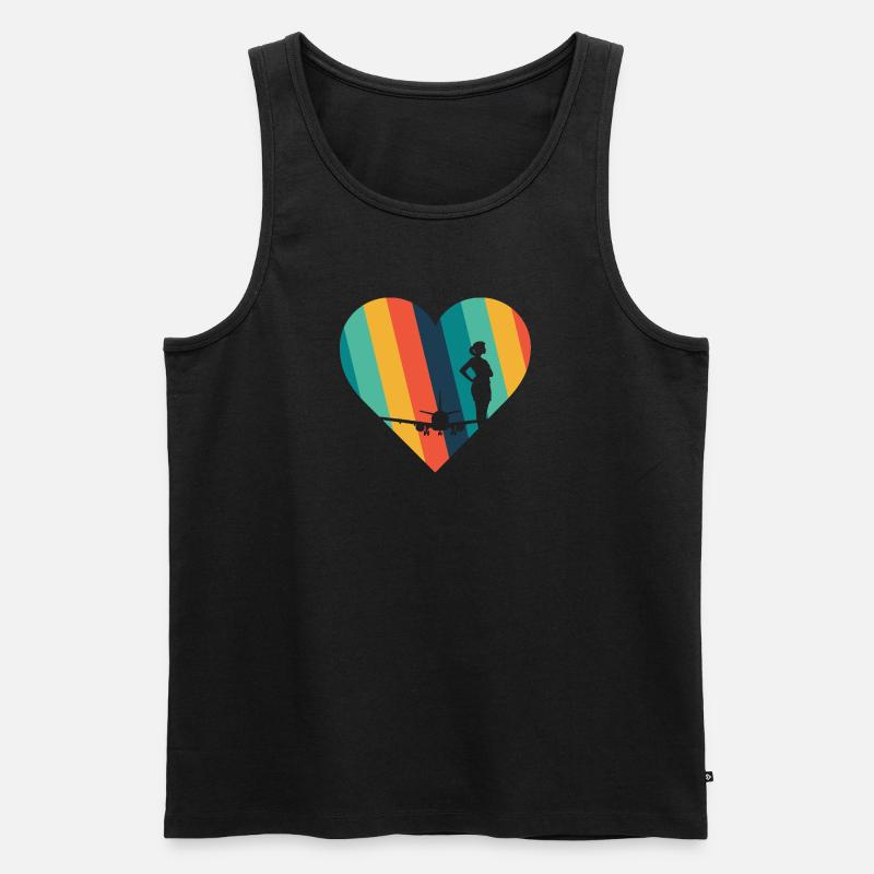 Stewardess Flugbegleiter - Männer Premium Bio Tank Top - Schwarz