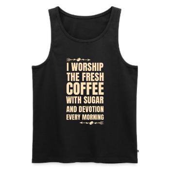 Coffee worship in the morning - Men's Premium Organic Tank Top - black - Front - AI Model Male 178 light (178cm)