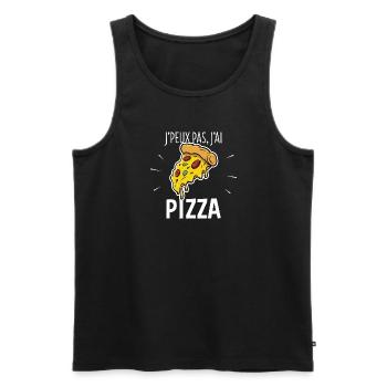 J'PEUX PAS, J'AI PIZZA (Tshirt humour - H/F) - Débardeur bio Premium Homme - noir - Devant - Michal (187cm)