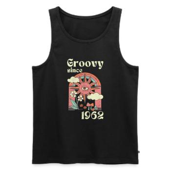 Groovy since 1962 with retro graphics - Men's Premium Organic Tank Top - black - Front - AI Model Male 178 light (178cm)