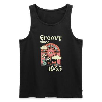 Groovy since 1965 with retro graphics - Men's Premium Organic Tank Top - black - Front - AI Model Male 178 light (178cm)