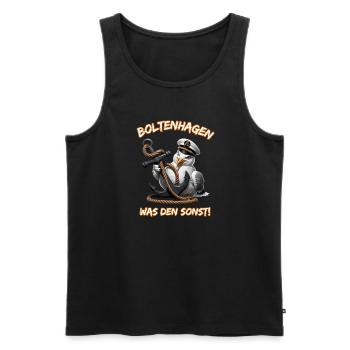 Boltenhagen, quoi d’autre ! - Débardeur bio Premium Homme - noir - Devant - AI Model Male 178 light (178cm)