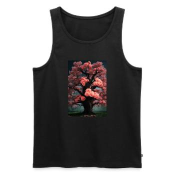 Arbre à feuilles de rose - Débardeur bio Premium Homme - noir - Devant - AI Model Male 178 light (178cm)