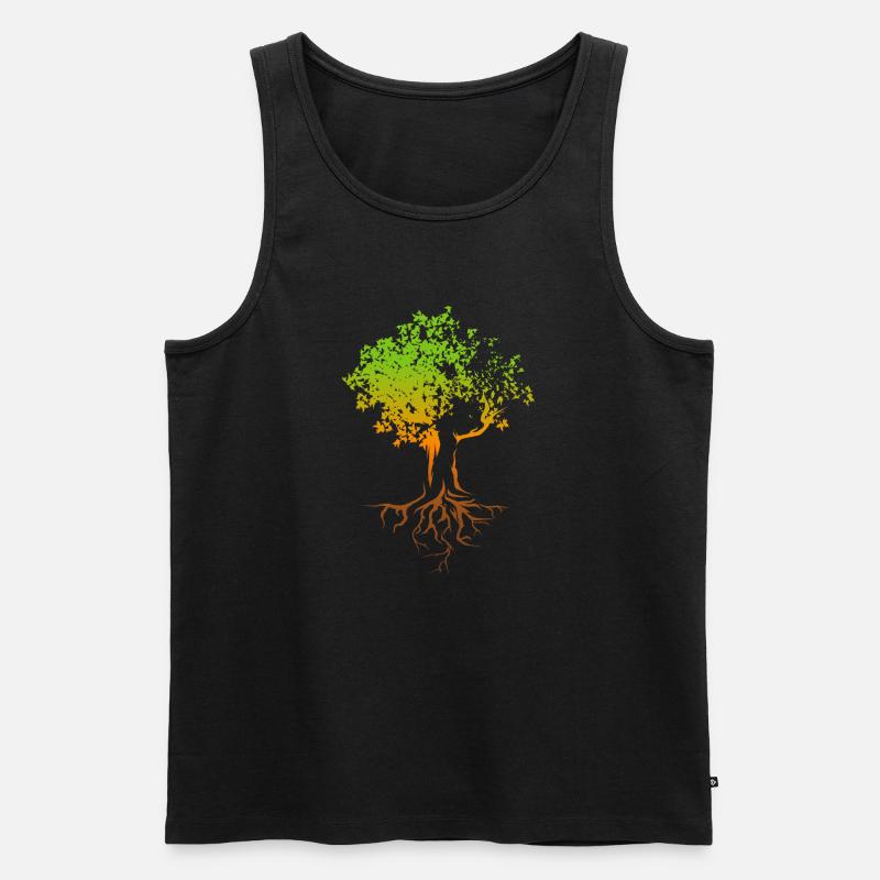 Baum Herbst Farben bunt Illustration Wald Natur - Männer Premium Bio Tank Top - Schwarz
