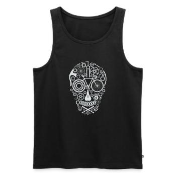 Bicycle Skull light grey - Männer Premium Bio Tank Top - Schwarz - Vorne - Michal (187cm)