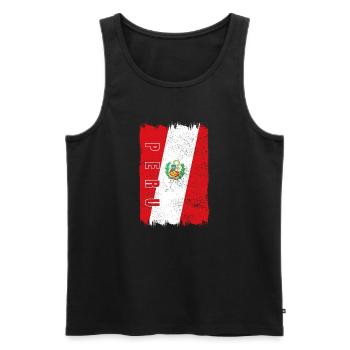 Peru Flag - Men's Premium Organic Tank Top - black - Front - AI Model Male 178 light (178cm)