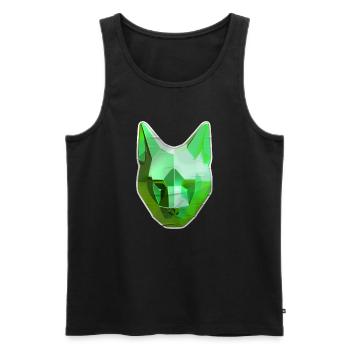 Green Crystal Cat - Men's Premium Organic Tank Top - black - Front - AI Model Male 178 light (178cm)