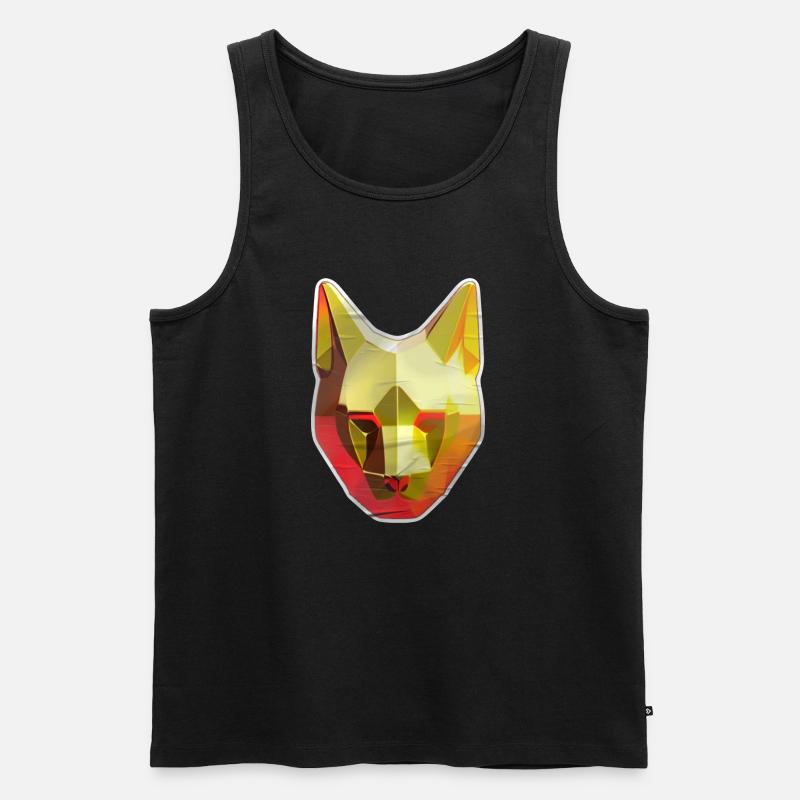Katze Polygon in Gold - Männer Premium Bio Tank Top - Schwarz