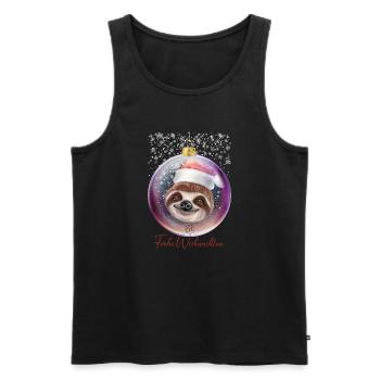 Frohe Weihnachten Weihnachtsoutfit Faultier - Männer Premium Bio Tank Top - Schwarz - Vorne - Michal (187cm)