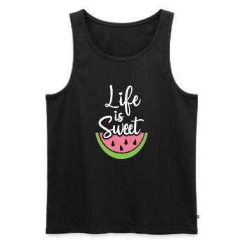 Das Leben ist süß - Männer Premium Bio Tank Top - Schwarz - Vorne - AI Model Male 178 light (178cm)