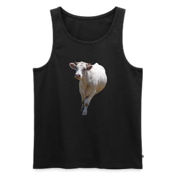 T-shirt de vache personnalisé cadeau pour les agriculteurs - Débardeur bio Premium Homme - noir - Devant - Michal (187cm)