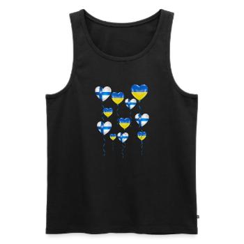 Finland Solidarity and a heart for Ukraine - Men's Premium Organic Tank Top - black - Front - AI Model Male 178 light (178cm)