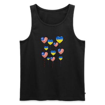 États-Unis : Solidarité et cœur pour l’Ukraine - Débardeur bio Premium Homme - noir - Devant - AI Model Male 178 light (178cm)