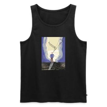 Jenseits des Horizonts: Eine kosmische Odyssee - Männer Premium Bio Tank Top - Schwarz - Vorne - AI Model Male 178 light (178cm)