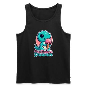 Ice Cream Dreamer Cute T-Rex with Ice Cream Gift - Men's Premium Organic Tank Top - black - Front - Michal (187cm)