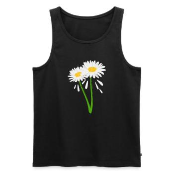 Fleur décorative sur tige verte - Débardeur bio Premium Homme - noir - Devant - Michal (187cm)