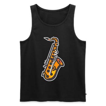 Graphisme pour saxophone - Débardeur bio Premium Homme - noir - Devant - AI Model Male 178 light (178cm)