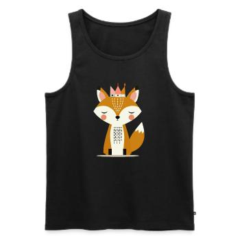 niedlicher Fuchs mit Krone – Minimalistische Kunst - Männer Premium Bio Tank Top - Schwarz - Vorne - AI Model Male 178 light (178cm)