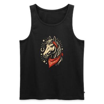Western Pferd mit Bandana Sterne Country Art - Männer Premium Bio Tank Top - Schwarz - Vorne - Michal (187cm)
