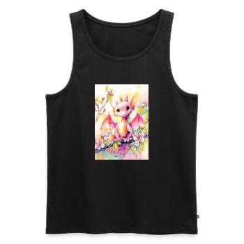 Floral Watercolor Dragon - Men's Premium Organic Tank Top - black - Front - AI Model Male 178 light (178cm)